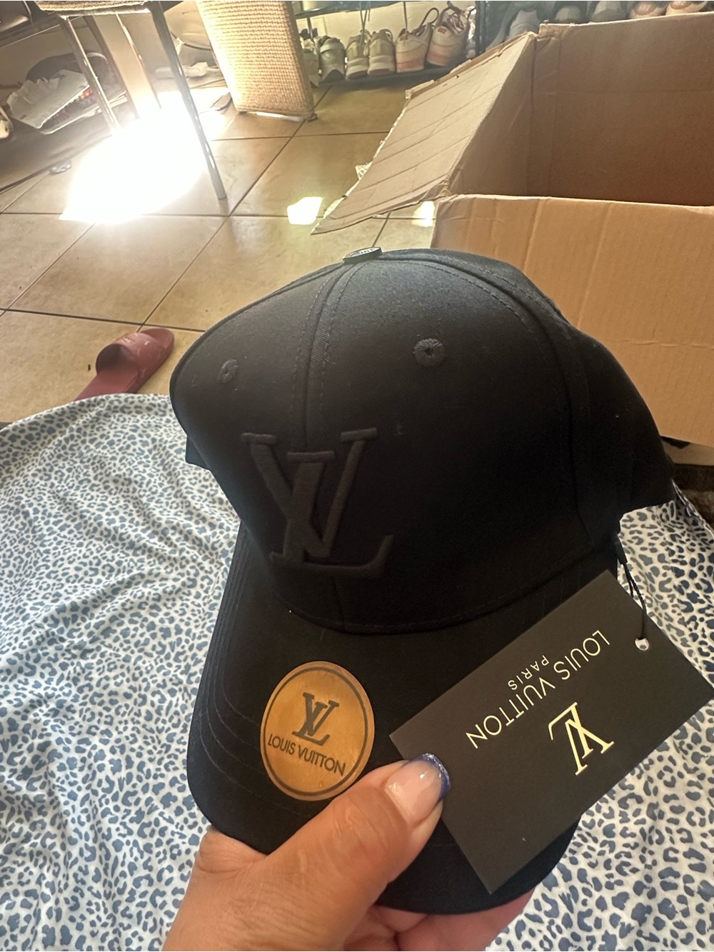 Louis Vuitton Black Embossed LV Baseball Cap